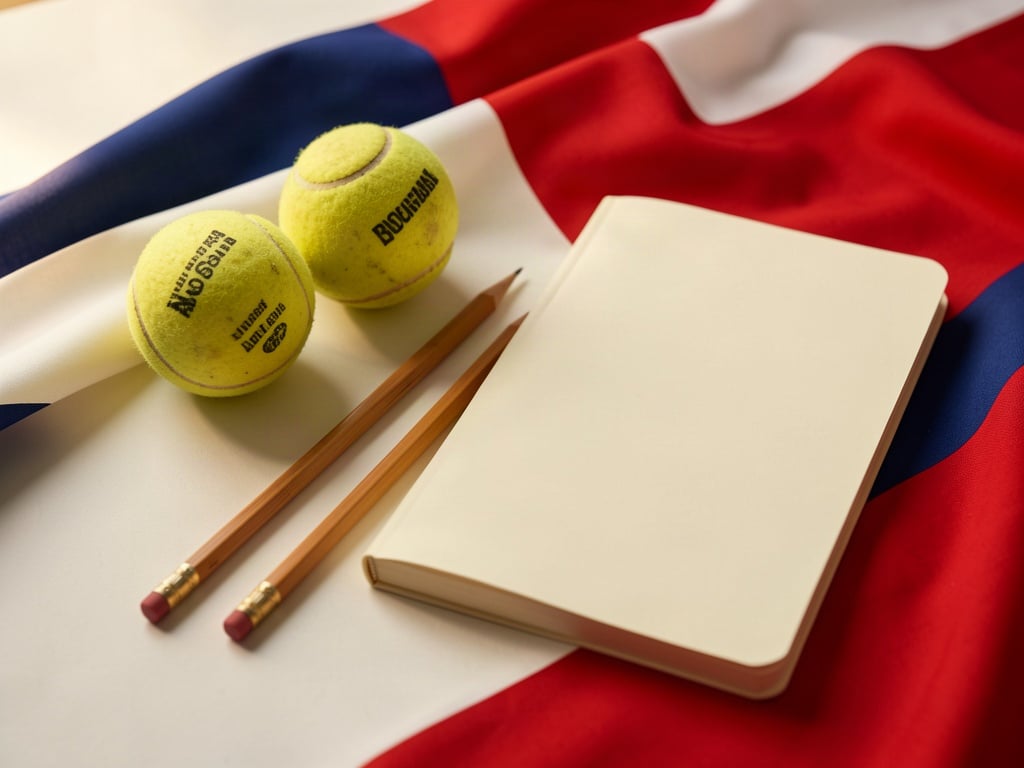 Mingi de tenis și caiet simplu, compoziție simbolică pentru povestea lui Novak și Jelena Djokovic