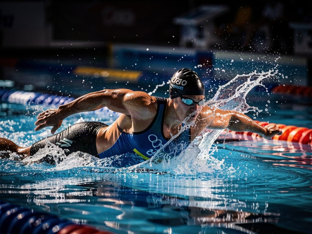 Professional sports photography of Olympic swimmer